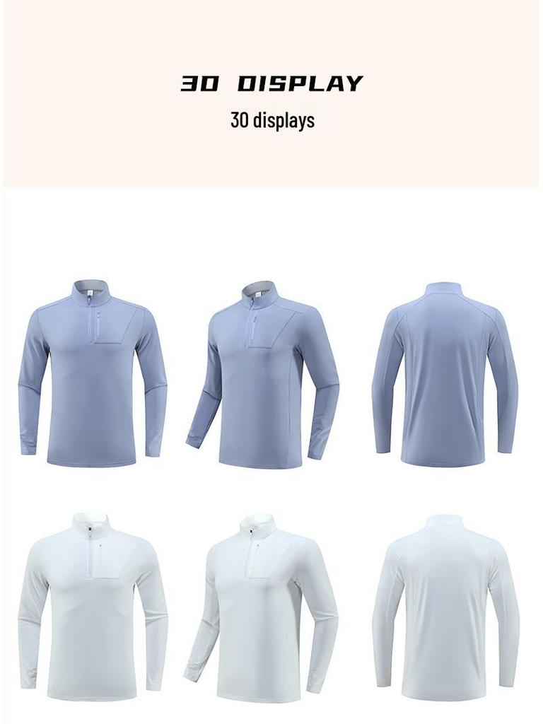 Tsuta City Herren Schnelltrocknendes Langarm-Lauf- und Radsport-T-Shirt mit halbem Reißverschluss