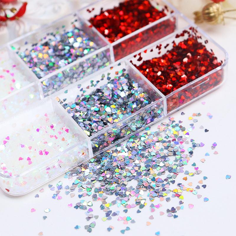 

Colorful 1Mm Mini Laser Heart Nail Glitter Sparkling Love Nail Decoration Nail Salon Design Cute Accessories Diy Nail Art Design