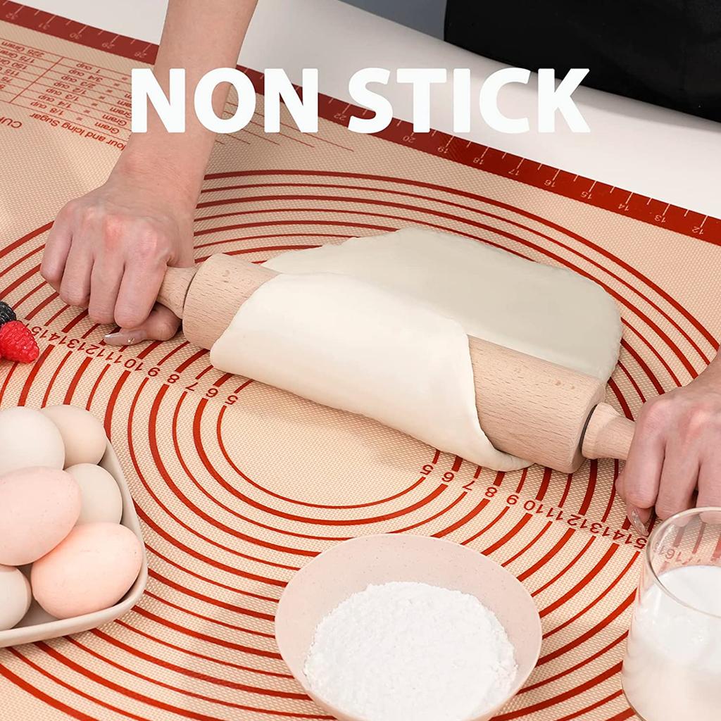 Silicone Pastry Mat 60x40cm 0.7mm Thick, Non-Stick Non-Slip Dough Rolling Mat with Measurements Guide, Oven-Safe Baking Sheet