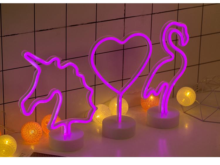 Lumière LED Néon Cactus & Flamant Rose pour Décorations de Fêtes
