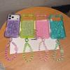 2-in-1 Four-corner Airbag Glitter Resin Bracelet Case For iPhone 17 Pro Max 17 Air 16e 16 Pro 15 Pro 14 + 13 12 11 Protect Cover