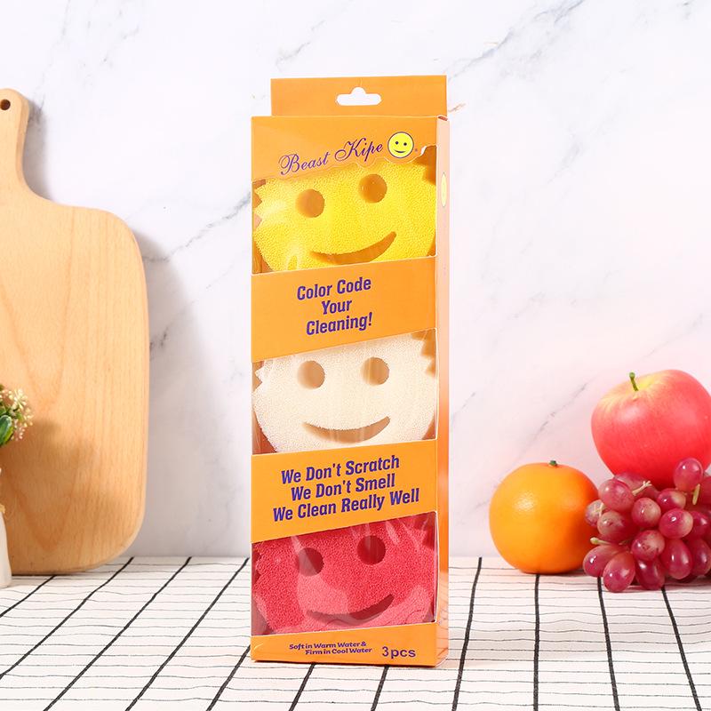 Creative Smiley Magic Loofah Sponge - Honeycomb Kitchen & Dishwashing Cleaner