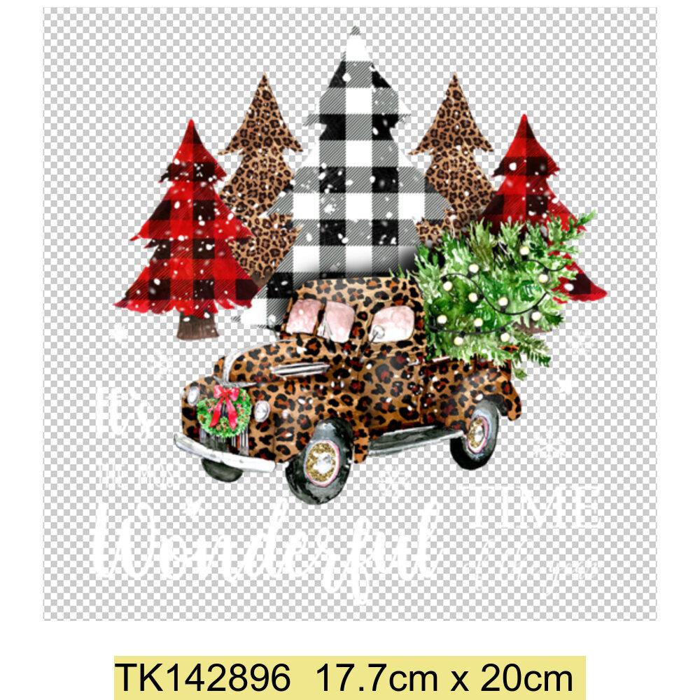 Christmas Tree Deer Heat Transfer Adhesive Patches T-Shirt Appliques Clothes Children's School Bag Decoration Print Holiday Gift