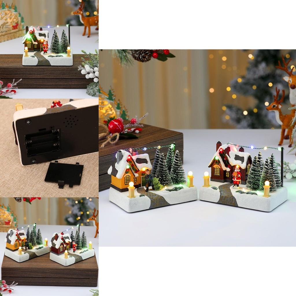 Christmas Resin Music Box Snow Scene With Light For Holiday Decor And Gift