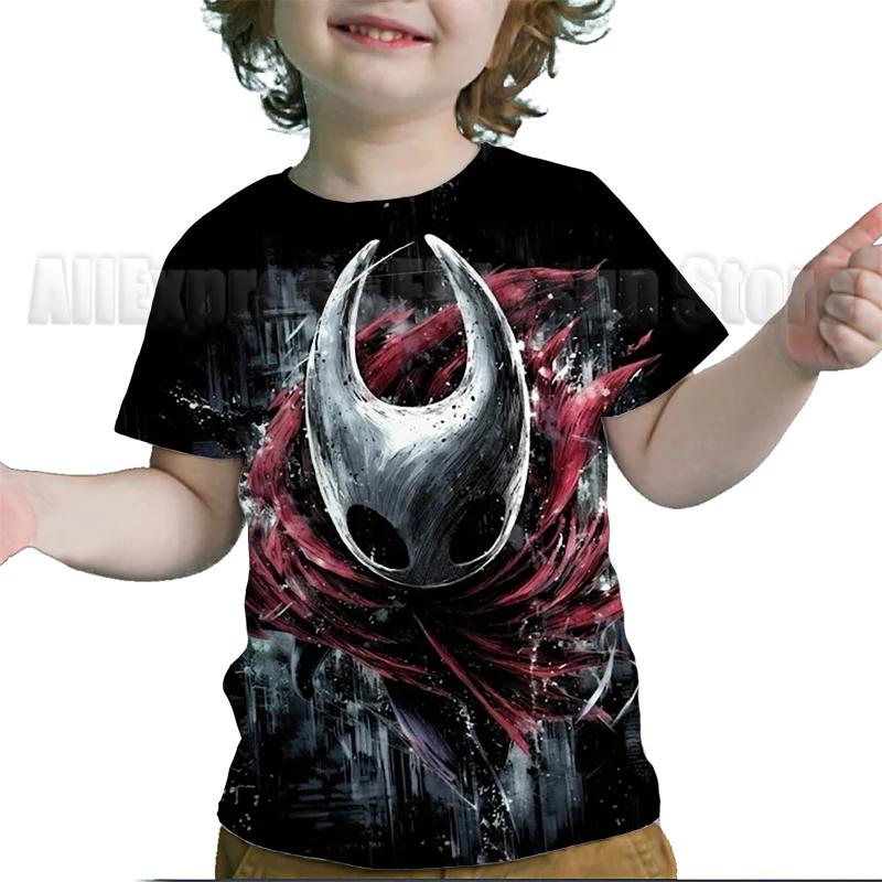 Kids Hollow Knight Silksong T-shirts Fridge Magnet Boys Girls T Shirts Child Cartoon Tshirt Camiseta Summer Toddler Tee Costume