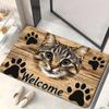 Tapete de Entrada Fofo de Gato e Pata para Quarto Sala de Estar Corredor Tapete de Área Macio Antiderrapante Tapete de Boas-vindas Decoração de Casa