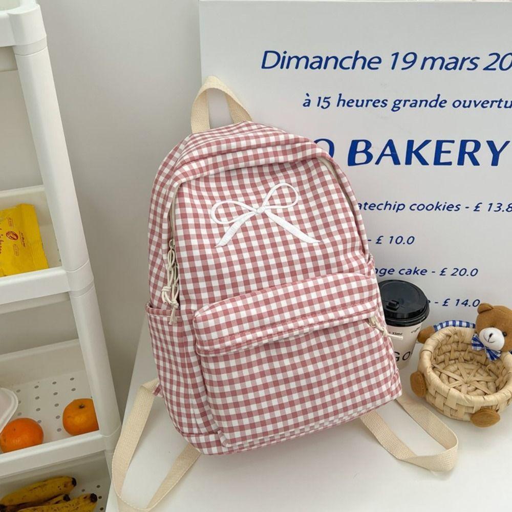 

Однотонный повседневный наплечный рюкзак большой вместимости в корейском стиле школьный рюкзак для детей розовый