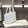 2025 New Genuine Leather Women's Bag 20CM Hollow Carving Small Basket Mini Handheld Single Shoulder Small Bag Cross Border