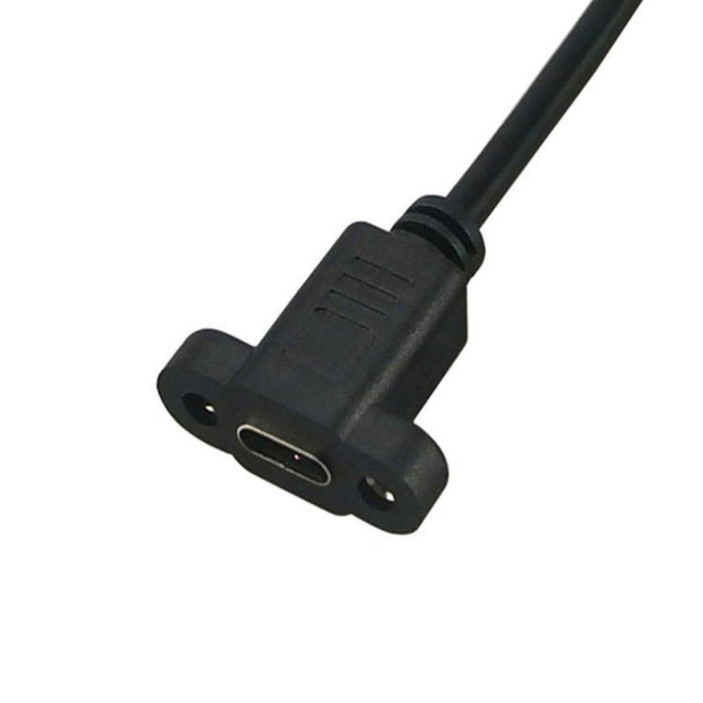 0.3M USB3.1 Type-C Panel Mount Extension Cable Male to Female Lockable Screw Ear 17mm Spacing Charging Data Cord for Cabinet PC