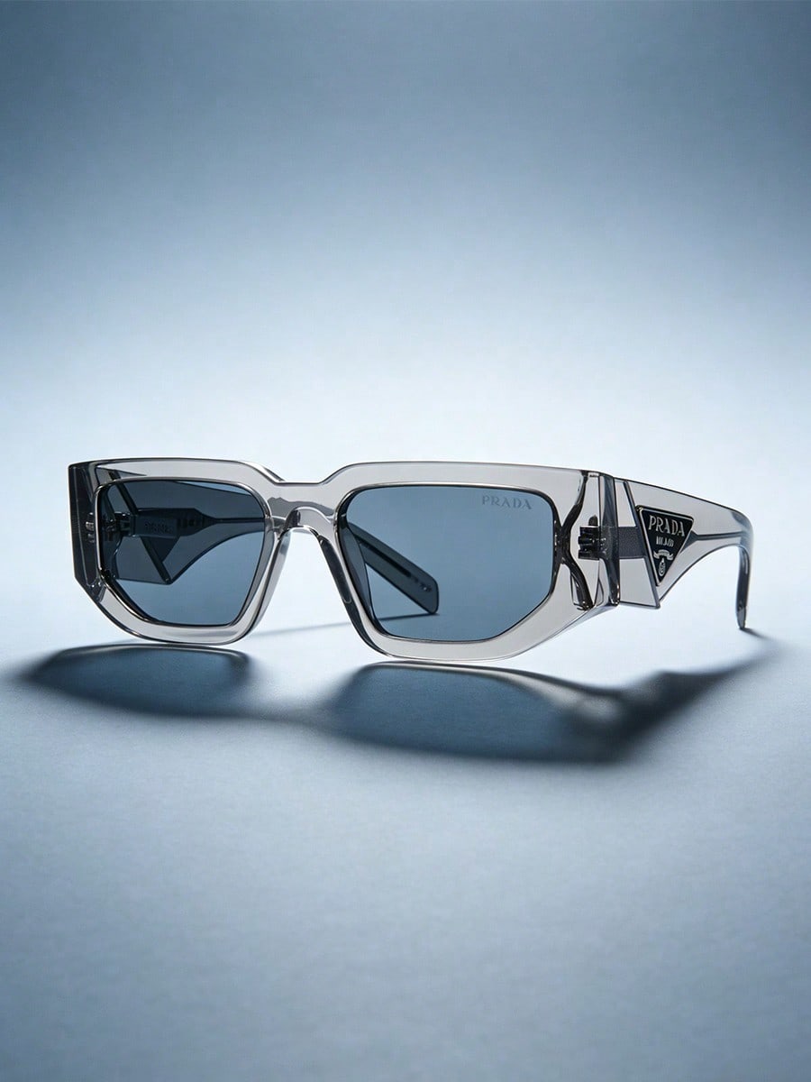

Prada PR09ZS Transparent Grey Sunglasses, Modern UV400 Shades with Triangle Logo