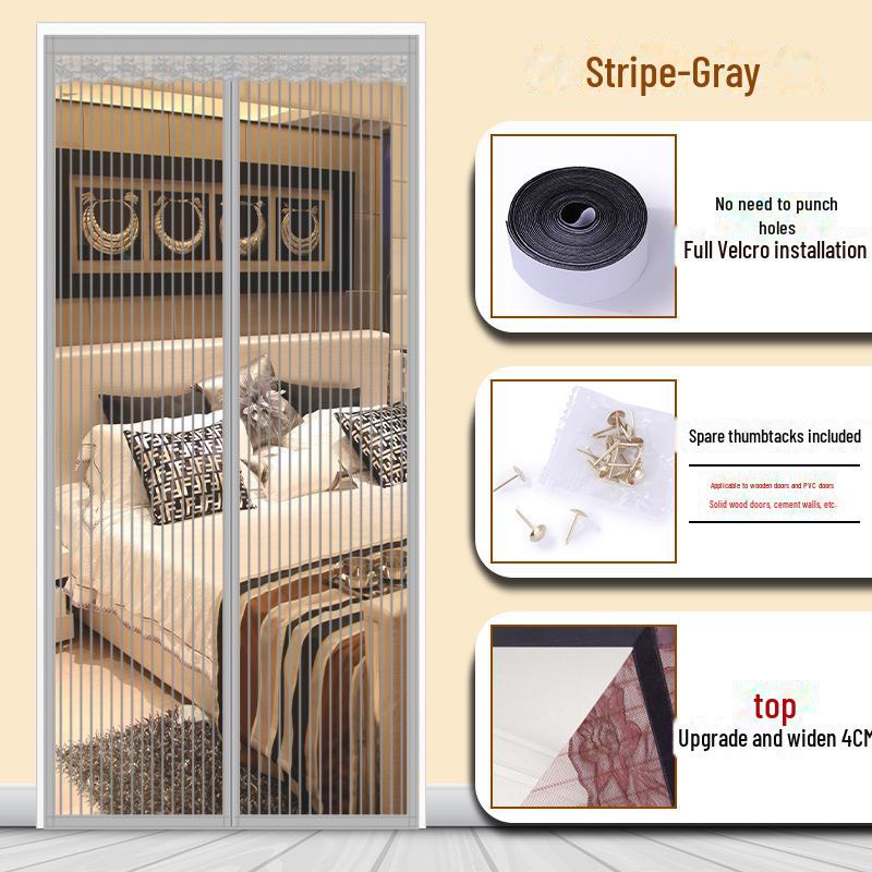 Magnetischer Polyester gestreifter Mückenschutz-Türvorhang für Sommerbelüftung