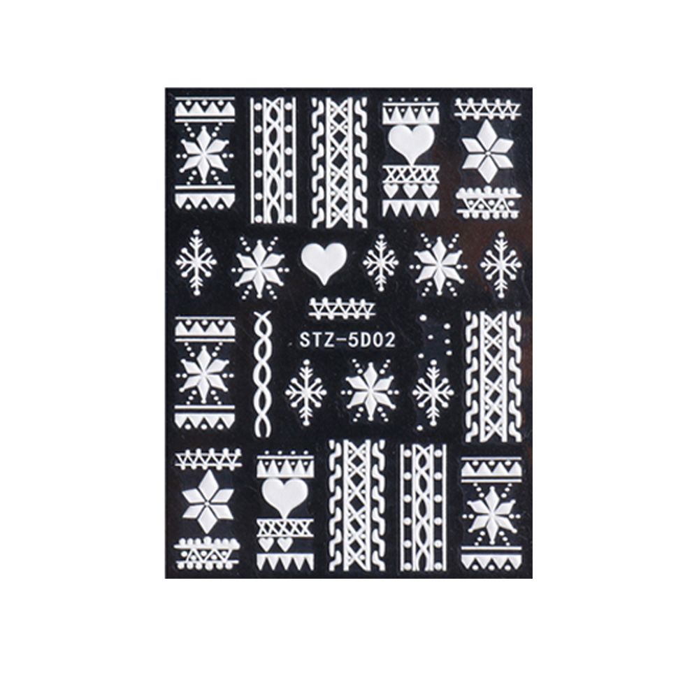 Nail Art Decorations Winter White New Year Design 5D Embossed Christmas Nail Sticker Snowflakes