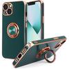Design for iPhone 13 Case, Built-in 360° Rotatable Ring Holder Magnetic Kickstand Soft Silicone Ultra Slim Edge Plating Protective Cover 2021 6.1