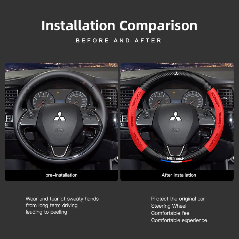 Mitsubishi Exclusive 3D Embossed Anti Slip Steering Wheel Cover For Mitsubishi Xforce ASX L200 Eclipse Cross Outlander Xpander