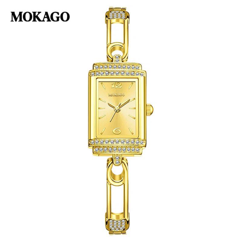 OFNS Women's Luxury Square Leather Strap Watch - Waterproof Quartz with Diamond Detailing