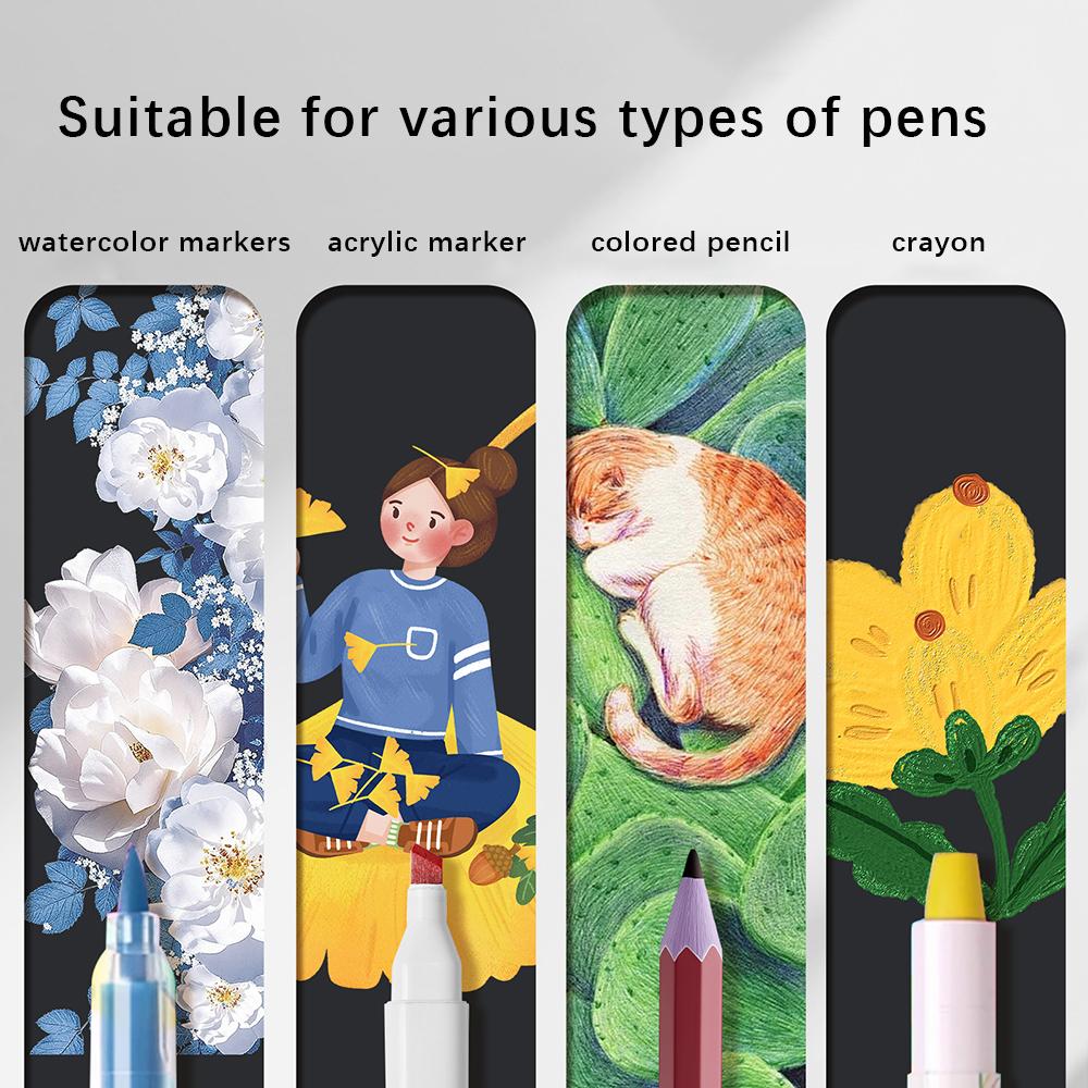 58 sheets Black cardboard thick acrylic marker special drawing book, travel decompression black drawing book