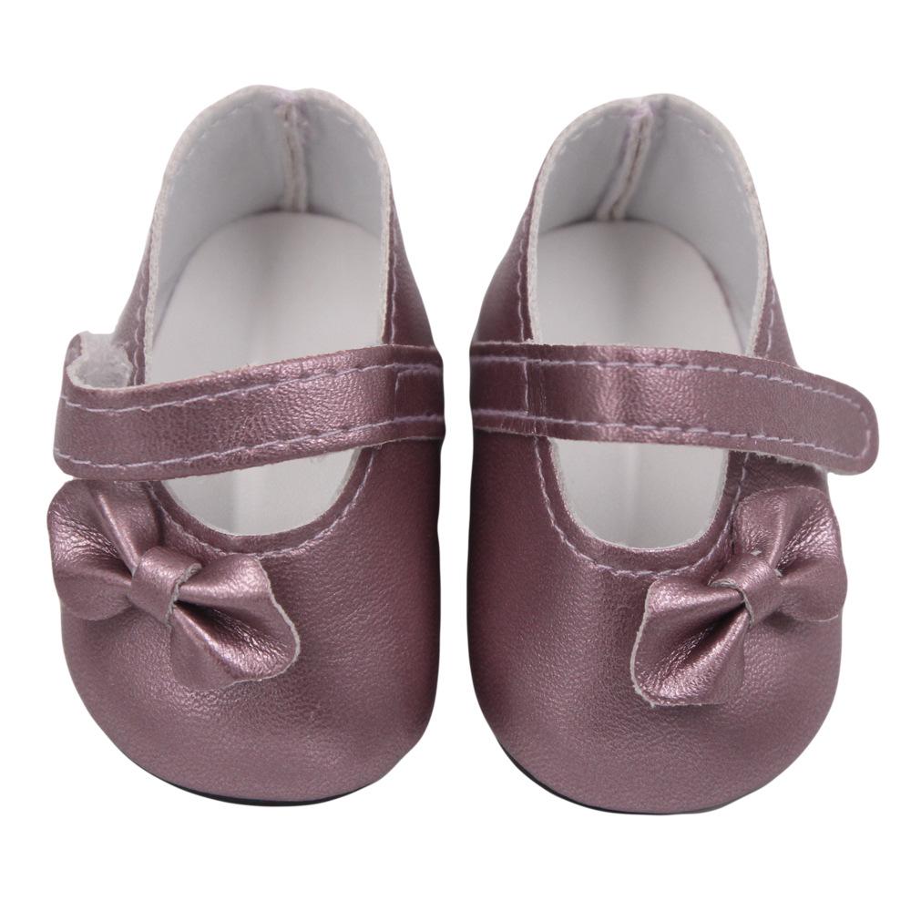 1 paio di scarpe per bambole in PU con fiocco per bambole americane da 18 pollici, accessori per bambole da 18 pollici, giocattoli