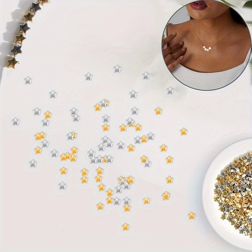 200/500/1000 star shaped spacer beads, 6mm star shaped gold and silver jewelry spacer beads bracelet making bead crafts bracelet hair beads