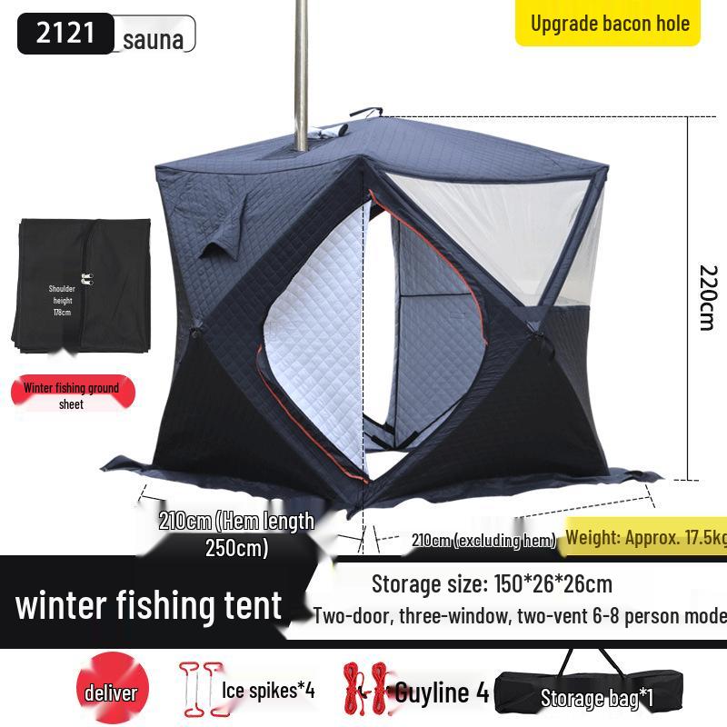 Large Pentagonal Ice Fishing Tent with TPU Window for Winter Camping - Thickened for Warmth and Cold Protection