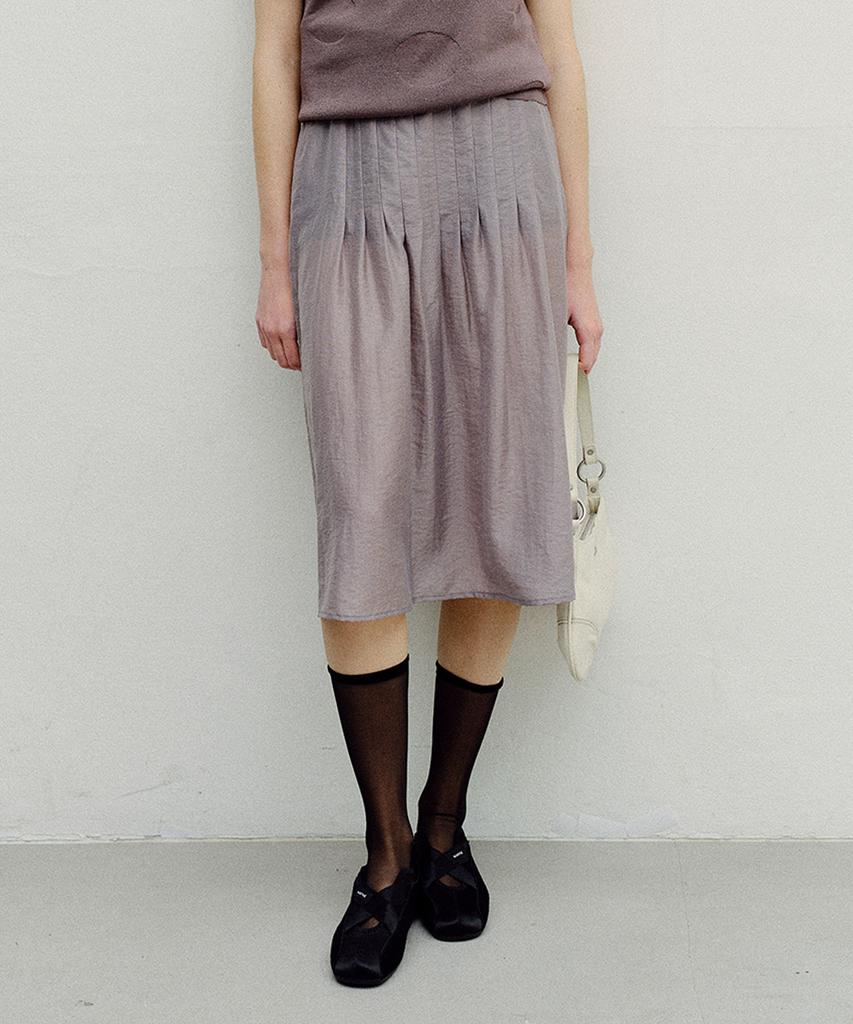 Enor Sheer Tencel Midi Skirt - Gray