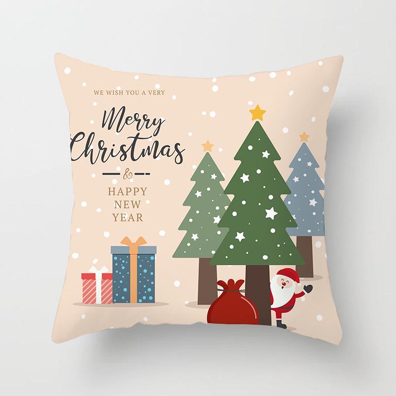 Cartoon Christmas Dog Car Pattern Pillow Case Festive Home Decoration Office Car Cushion Pillow Case