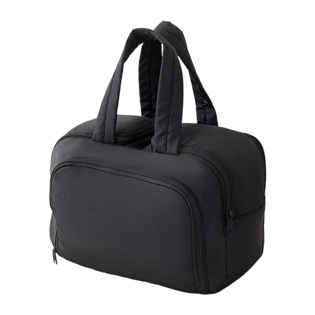 Spacious Multi Compartment Makeup Organizers With Cute Handle Durable Polyester Travel Cosmetic Case For Daily Use