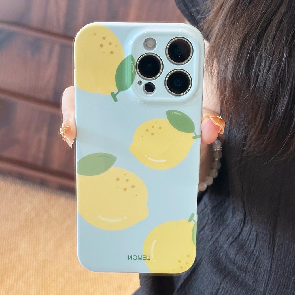 Summer Blue Refreshing Fruit Lemon Pattern Shock Proof Phone Cover Case for iPhone 17 16 15 14 13 12 11 Pro Max Plus Air