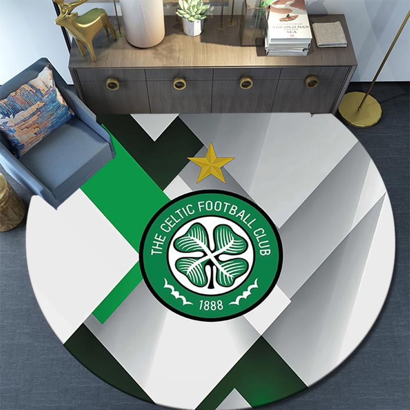 Celtic FC Round Area Rug,Carpet Rug for Living Room Bedroom Sofa Playroom Decor,Non-slip Floor Mat