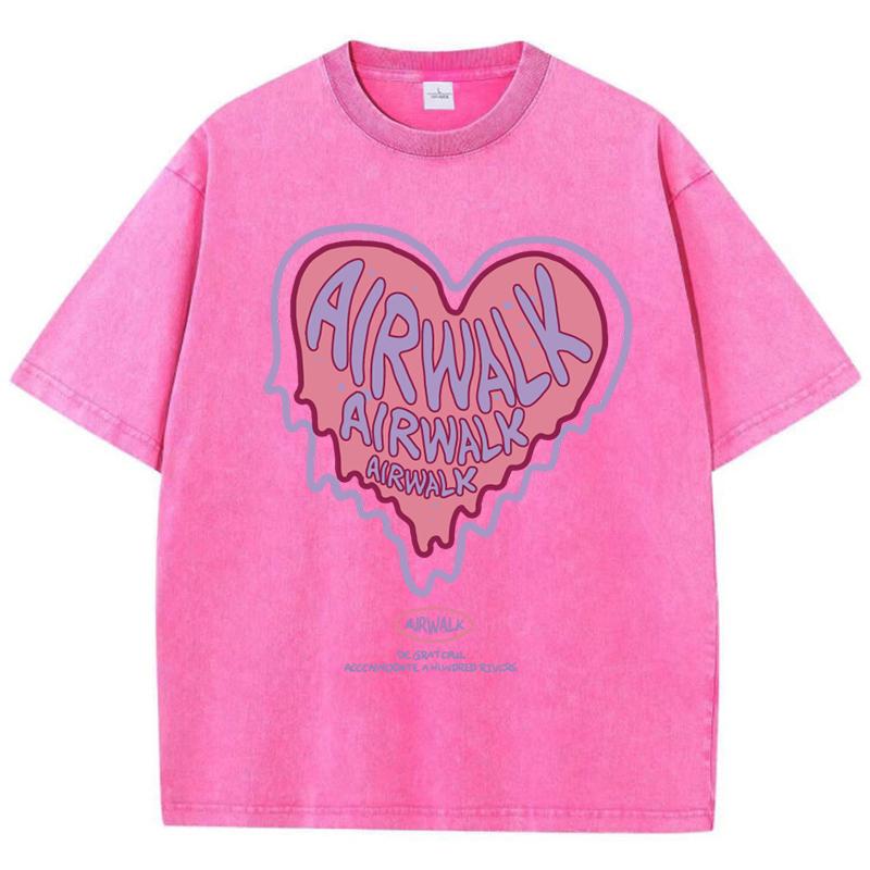 Womans Cotton Washed T-Shirts Trend Distressed Loose Tees The Soon To Melt Love Print Short Sleeve Street Female Clothes