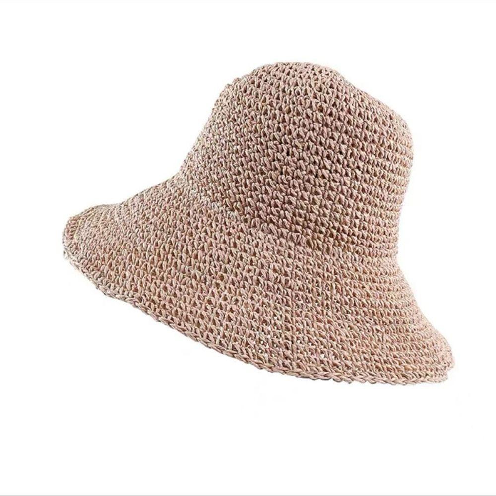 Korean Style Crochet Straw Hat Anti-UV Summer Bucket Hat Fashion Beach Sun Hat  Male