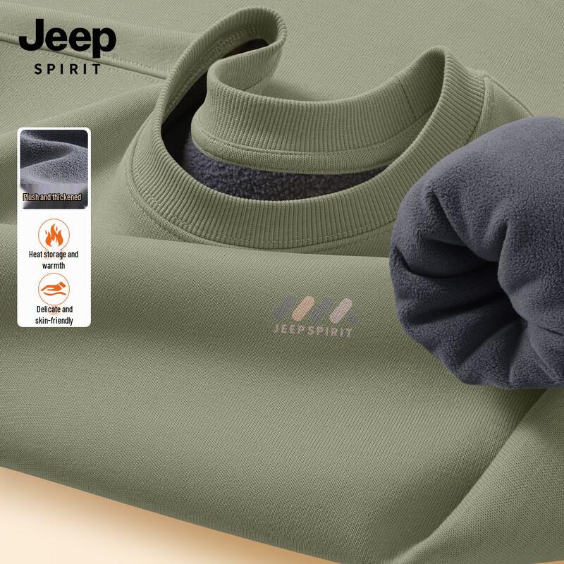 

JEEP SPIRIT Men s Fleece-Lined Loose Fit Pullover Sweatshirt L
