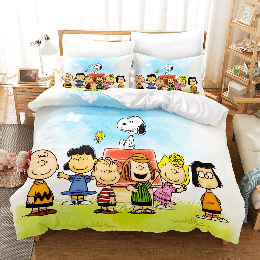 Snoopy Anime, Home Bedroom Comforte Nordic polyester material, suitable for children and adults, 3-piece set