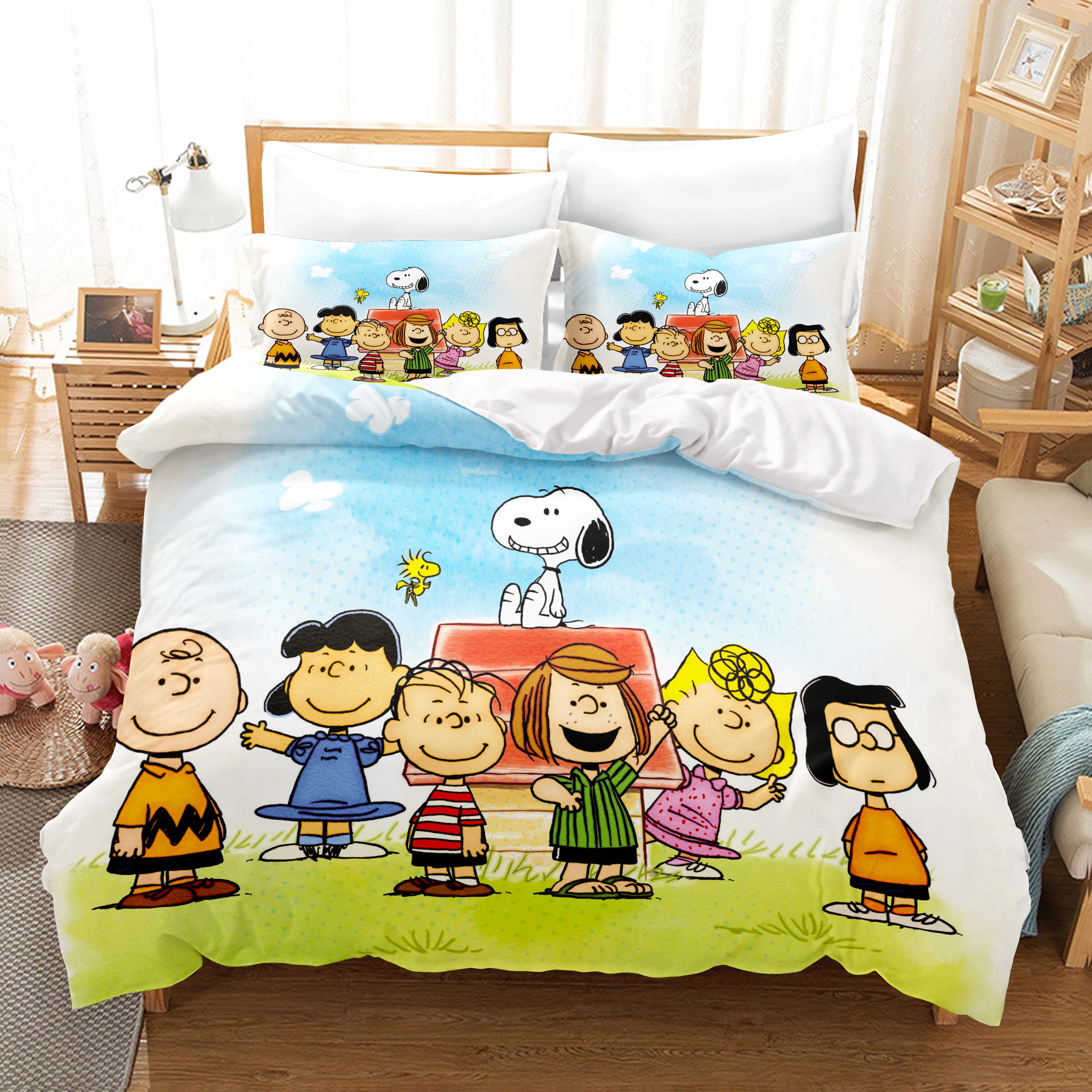 

Snoopy Anime, Home Bedroom Comforte Nordic polyester material, suitable for children and adults, 3-piece set 135x200cm