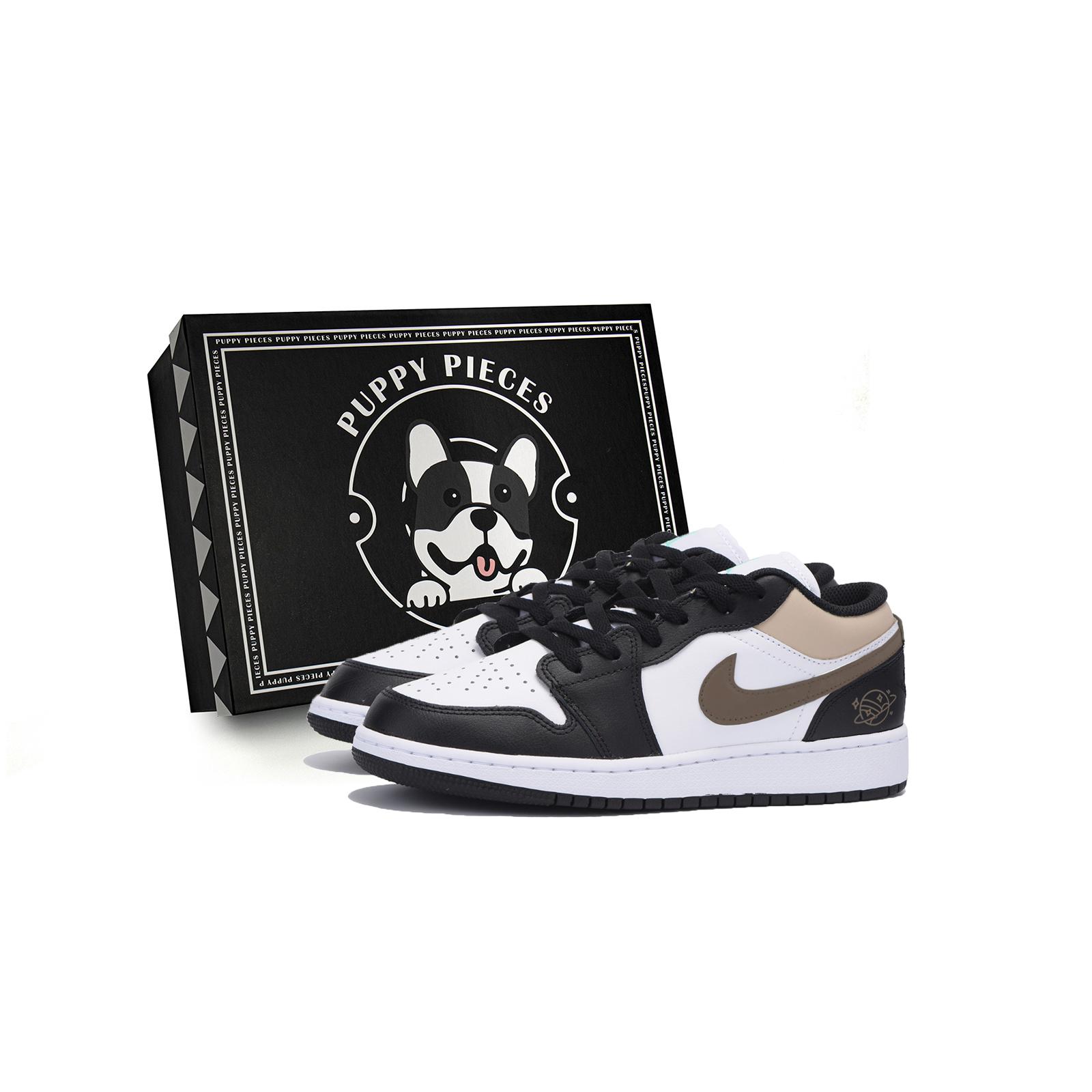 

Jordan Air Jordan 1 Abrasion Resistant Slip Resistant Low top Vintage Basketball Shoes Men s Black White Brown 553558-131(Team85-S-BOX-A) 44