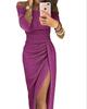 Funkelndes One-Shoulder Bodycon Abendkleid mit hohem Schlitz für Damen