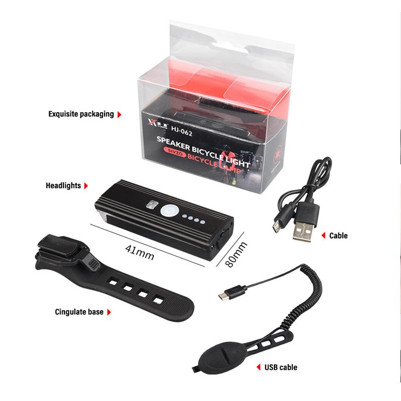 USB Rechargeable Lighting Sensor Horn Battery Indicator Bicycle Tail Light Led Flashlights Bike Accessories Bicycle Front