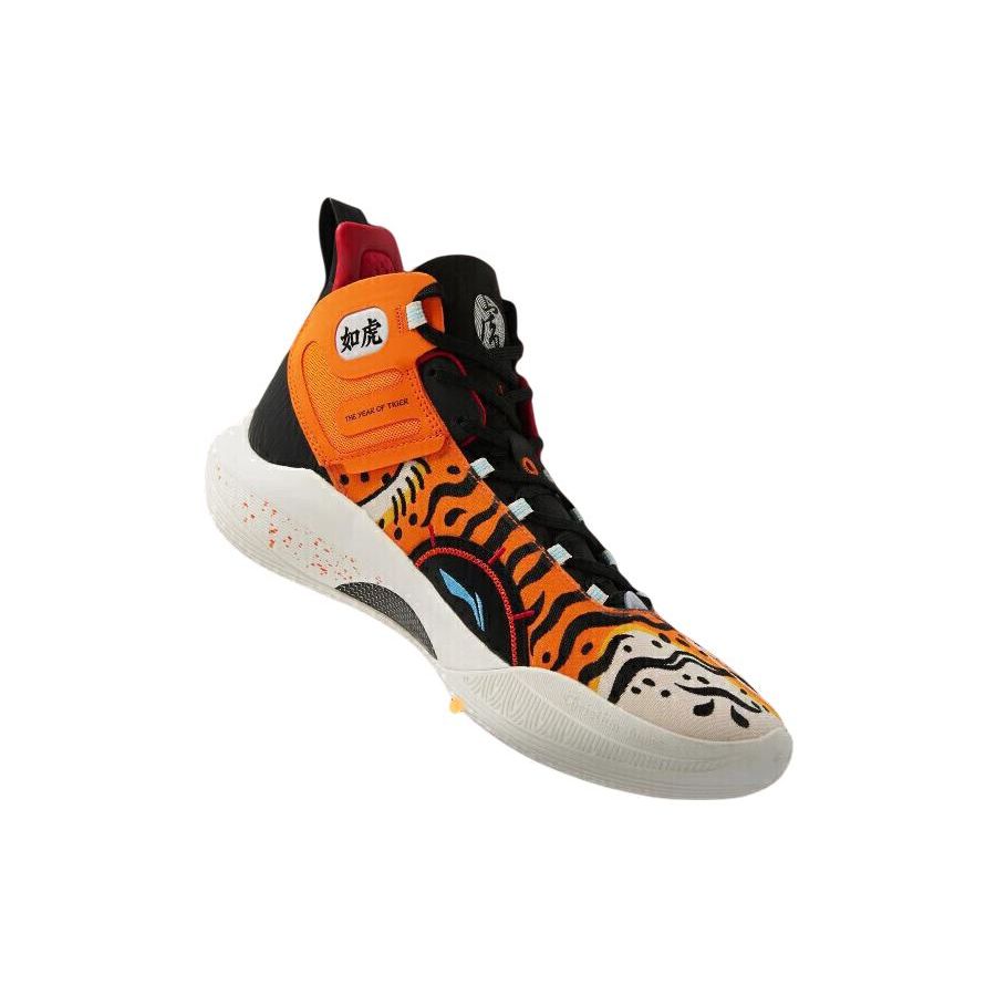Li Ning CJ-1 McLemore 1 Durable Non-Slip Mid-Top Basketball Shoes Men Sneakers Black Orange ABAR019-25