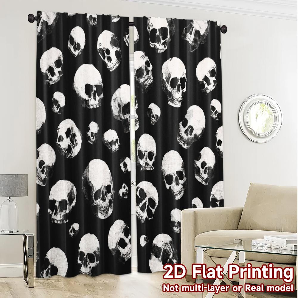 2pcs   2D FLAT PRINTING Curtains (Without Rod) SkullScatter Chic Curtain Cloth Versatile Polyester Fabric Curtains Gifts Ldeal