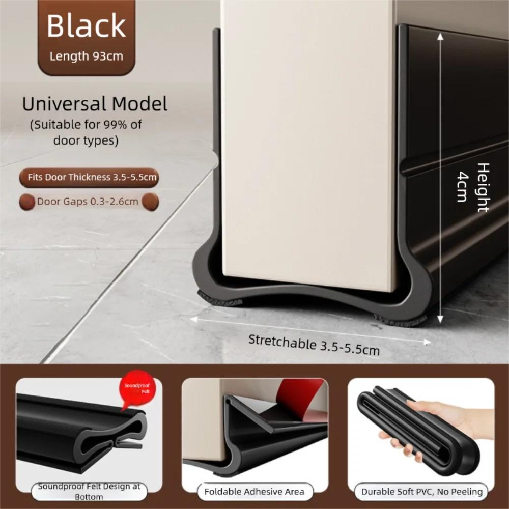 

93cm PVC Flexible Door Bottom Seal Strip Self-Adhesive Weatherstrip for Wind/Dust Proof Soundproofing Felt Gap Cover