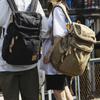 Canvas and Genuine Leather and Unisex Plain Backpack Canvas Simple Military Outdoor Travel Business Trip Rucksack Outdoor Sports College Students High