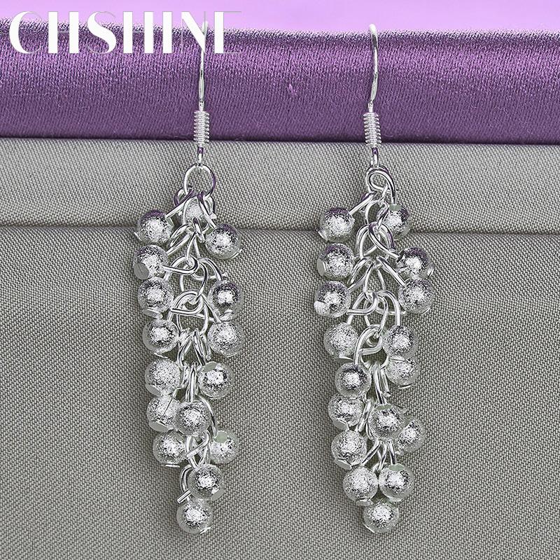 CHSHINE 925 Sterling Silver Matte Grape Drop Earrings For Women Wedding Party Fashion Charm Jewelry