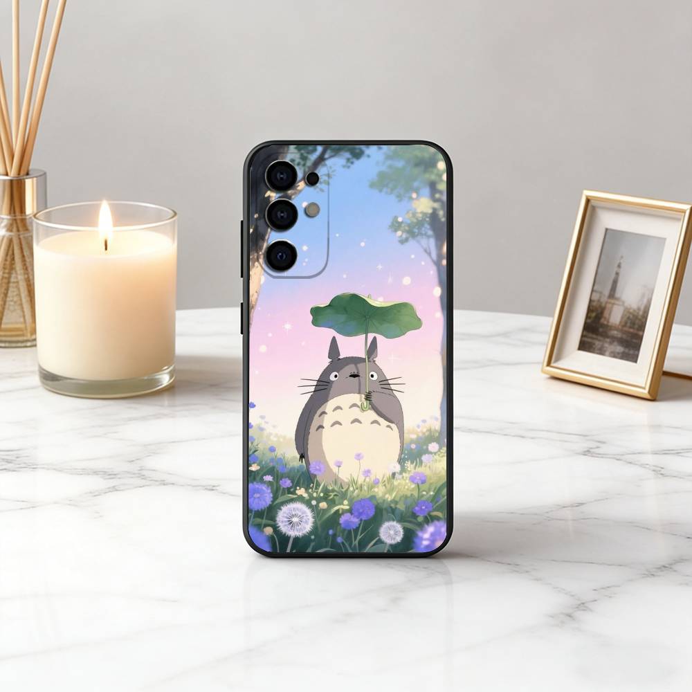 Cute Fat Cat T-Totoro-ct Phone Case For Samsung S25,S24,S21,S22,S23,S30,Ultra,S20,Plus,Fe,Lite,Note,10,Black Cover