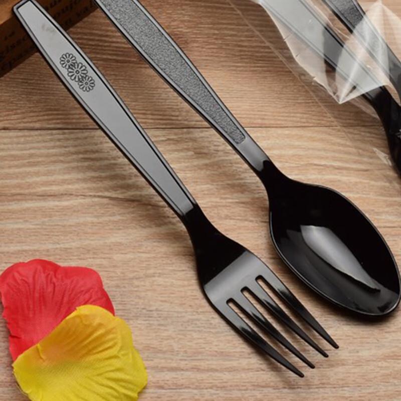 Disposable Plastic Spoon & Fork Set with Napkin, 100 Count