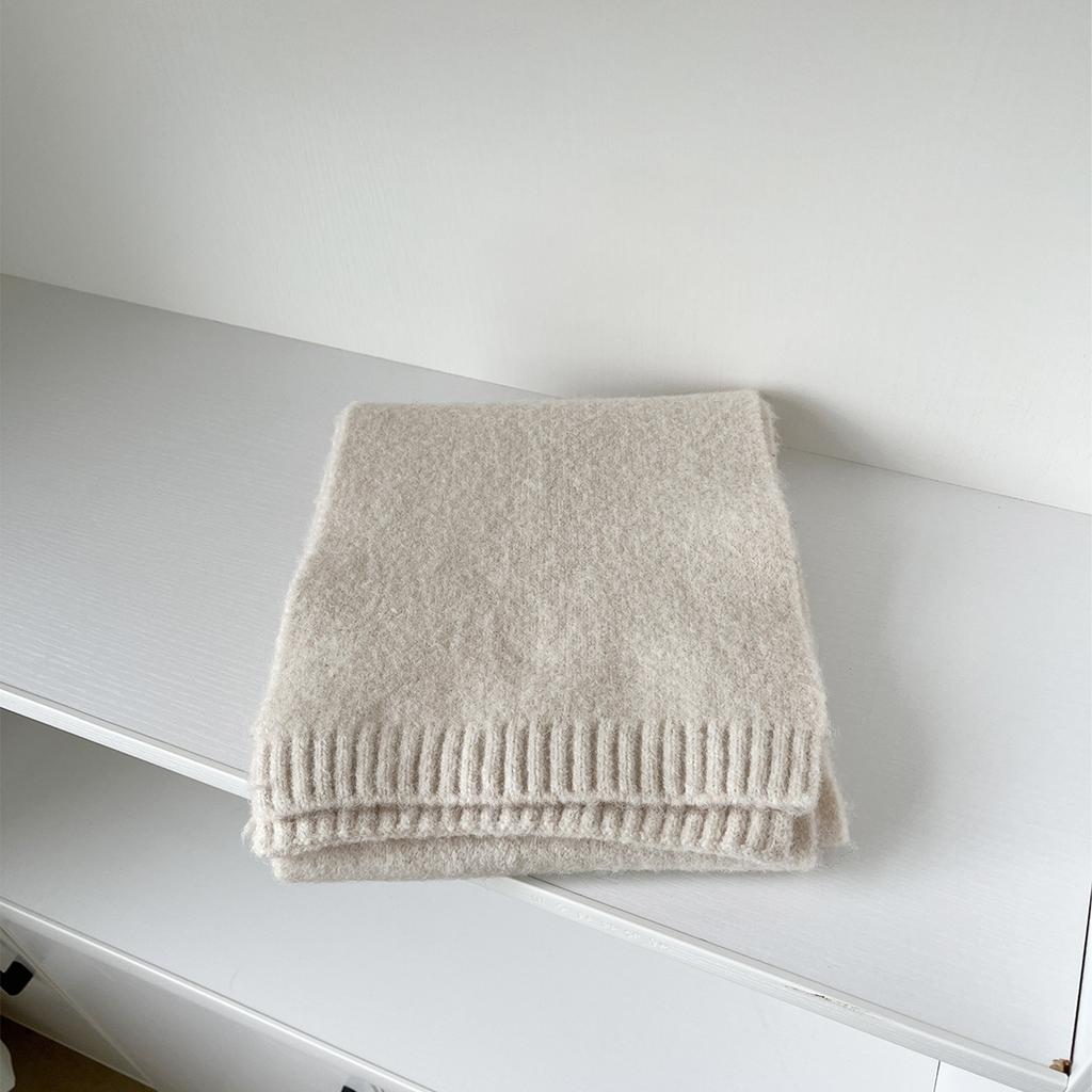 Homemade basic soft waxy premium atmosphere wool blend solid color knitted scarf women's winter wool scarf men's