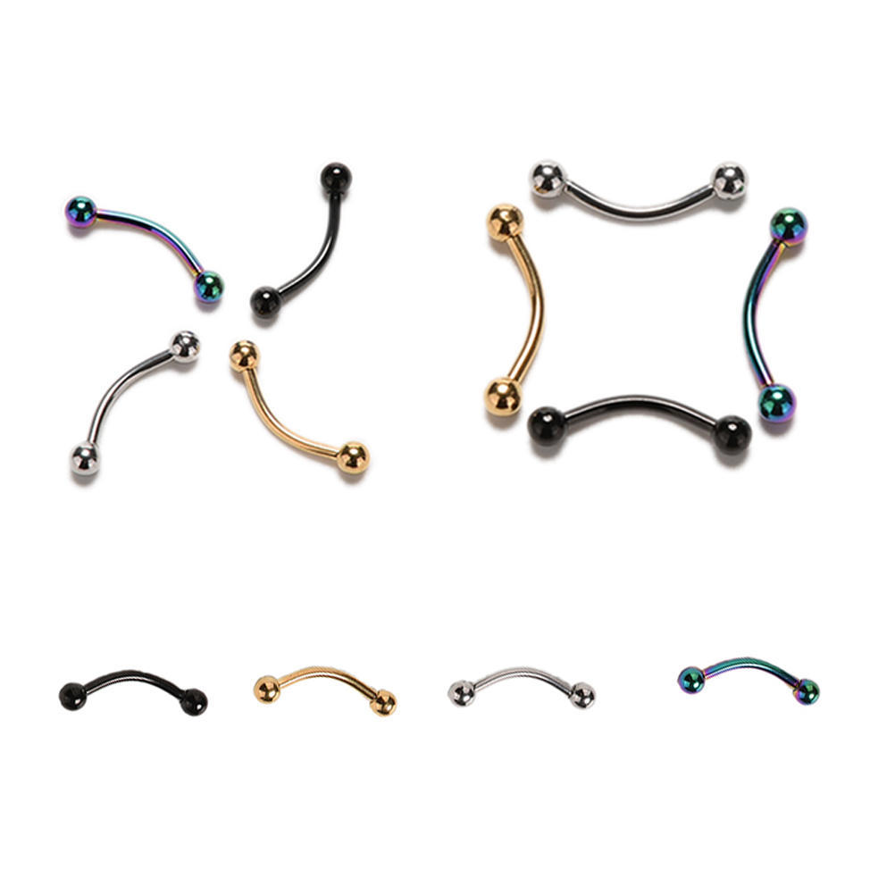 נירוסטה משקולת מעוקלת כדור טבעת גבה פירסינג בגבה תכשיטי גוף