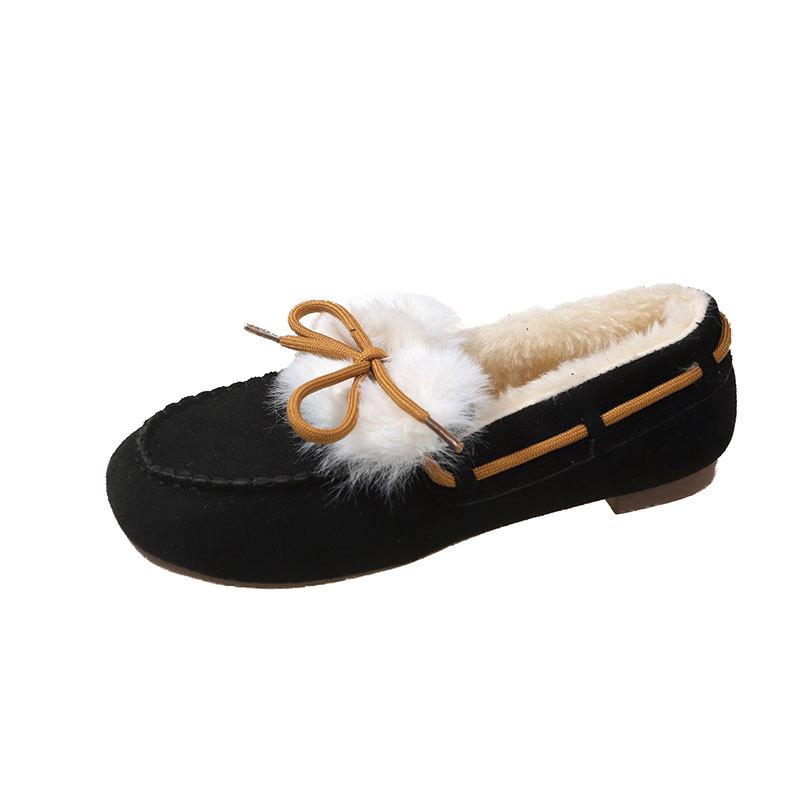 Women's winter warm flat toe square shoes winter new style versatile for outdoor wear daily casual work commuting women's shoes