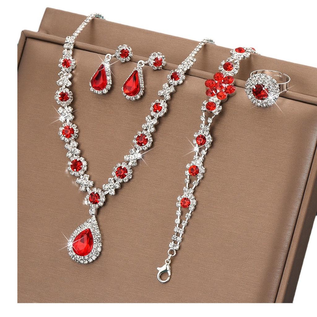 Jewelry Set Bracelet Earrings Necklace Ring Four-piece Set Versatile Temperament Light Luxury Premium