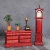 1:12 Miniature Dollhouse Retro Solid Wood Grandfather Floor Clock Ornament