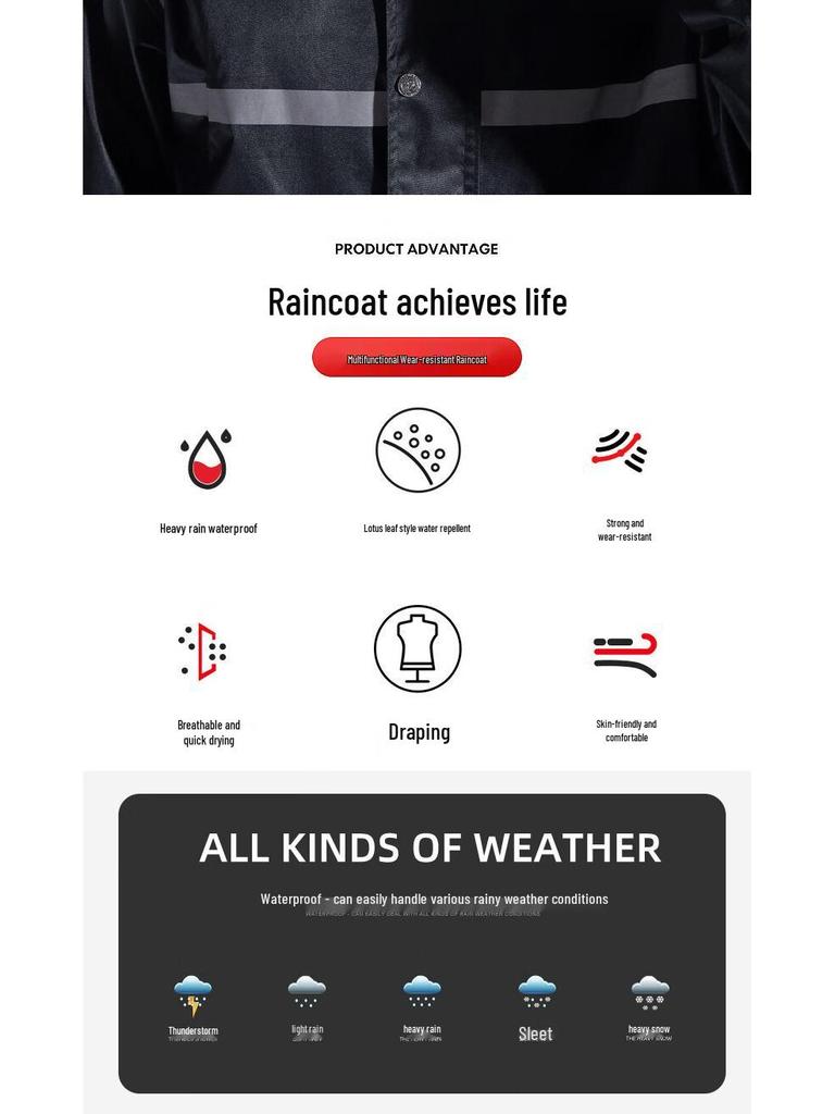 Full Body Stormproof Raincoat & Pants Set for Outdoor Cycling, Men's & Women's Split-Style Fishing Suit & Poncho