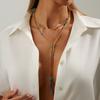 Luxury Handmade Black Crystal CCB Bead Necklace Women's Charm Baroque Pearl Y Shape Long Tassel Sweater Chain Punk Jewelry